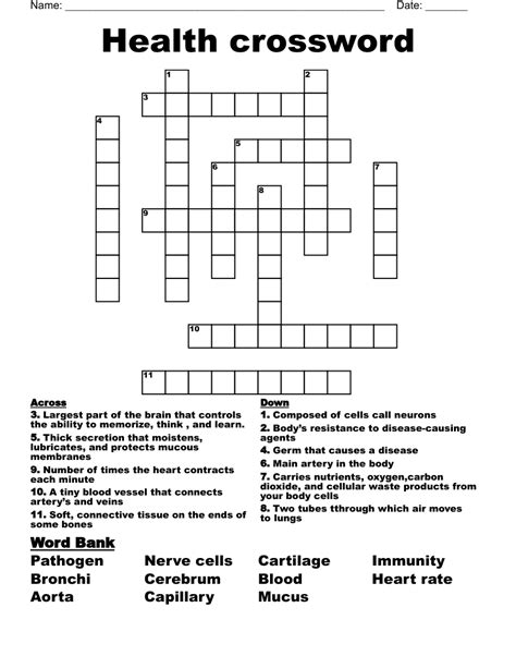 or most any crossword answer or clues for crossword answers. . Health abbr crossword